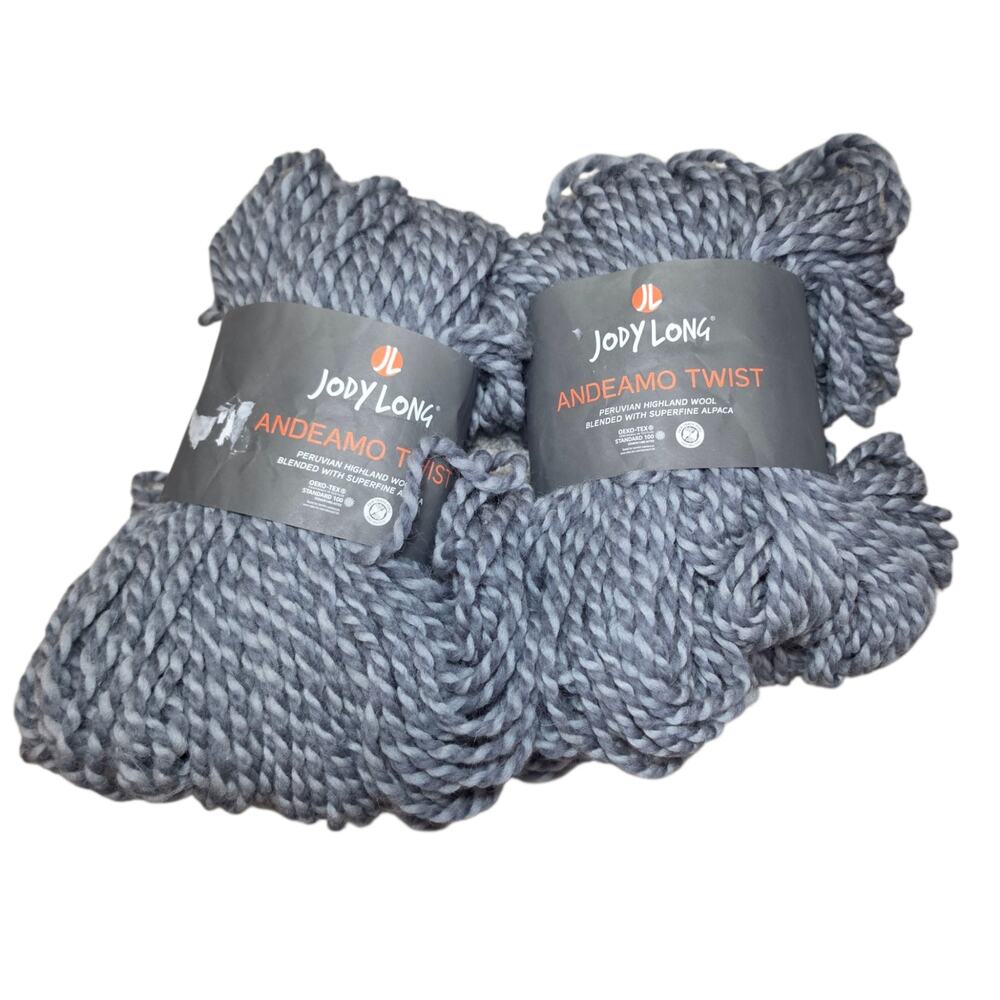 2x Jody Long Andeamo Twist Color 1002 Lot 30628 Peruvian Wool Alpaca Lot Bundle
